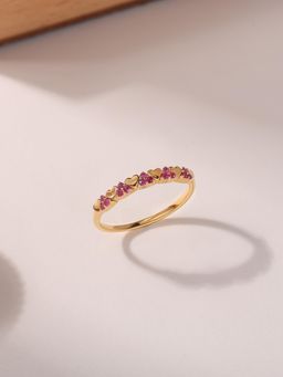 Ornate Jewels - 925 Silver Yellow Gold Natural Indian Ruby Twin Hearts Ring for Women & Girls