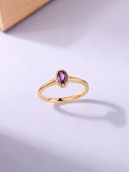 Ornate Jewels - 925 Silver Yellow Gold Natural Purple Amethyst Ring for Women & Girls