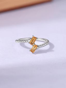 Ornate Jewels - 925 Silver Natural Citrine Adjustable Ring for Women & Girls