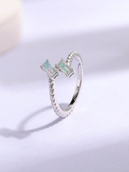Ornate Jewels - 925 Silver Natural Ethiopian Opal Solitaire Adjustable Ring for Women & Girls