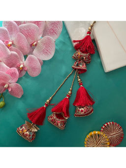 Digital Dress Room - Women Metal Thread Red Lumba Rakhi