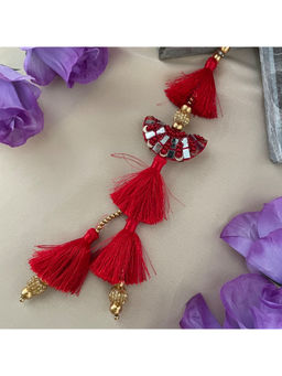 Digital Dress Room - Women Metal Thread Red Lumba Rakhi