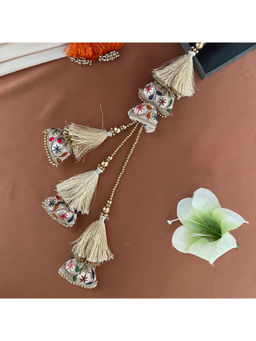 Digital Dress Room - Women Metal Thread Yellow Lumba Rakhi