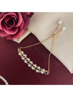 Digital Dress Room - Women Metal Thread White Bracelet Rakhi