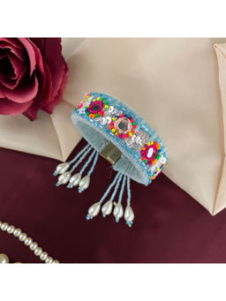 Digital Dress Room - Women Metal Thread Blue Lumba Rakhi