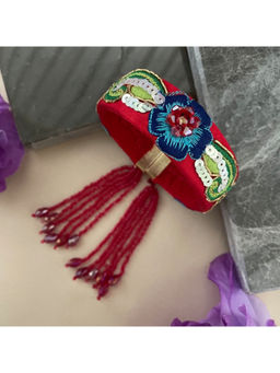 Digital Dress Room - Women Metal Thread Red Lumba Rakhi