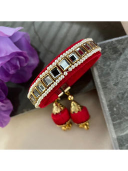 Digital Dress Room - Women Metal Thread Red Lumba Rakhi