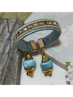 Digital Dress Room - Women Metal Thread Blue Lumba Rakhi