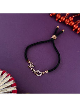 Digital Dress Room - Women Metal Thread Black Bracelet Rakhi