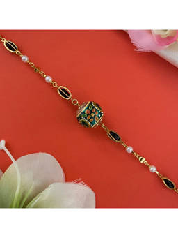 Digital Dress Room - Women Brass Green Bracelet Rakhi