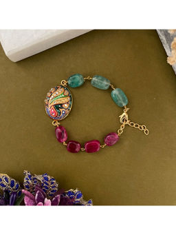 Digital Dress Room - Women Brass Gold Bracelet Rakhi