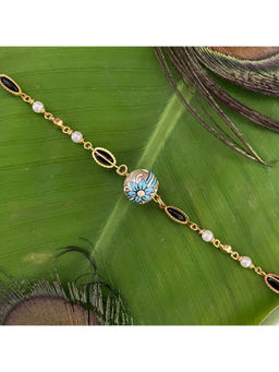 Digital Dress Room - Women Brass Blue Bracelet Rakhi