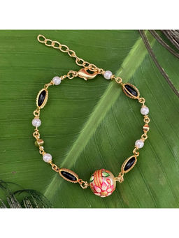 Digital Dress Room - Women Brass Red Bracelet Rakhi