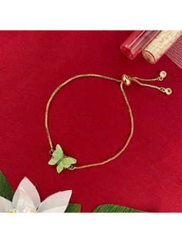 Digital Dress Room - Women Brass Green Bracelet Rakhi