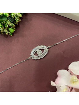 Digital Dress Room - Women Brass Silver Bracelet Rakhi