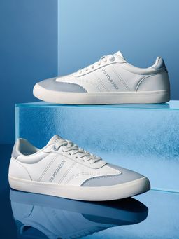 U.S. POLO ASSN. - White & Grey GIAN Stylish Casual Sneakers