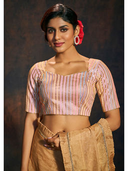 SALWAR STUDIO - Pink Pastel Multicolor Sequin Stitched Blouse