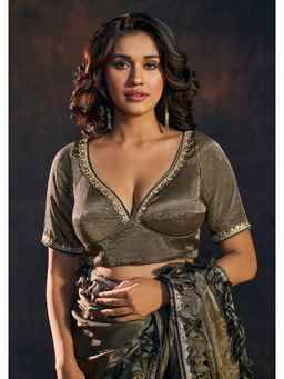 SALWAR STUDIO - Black Tissue Readymade Stitched Blouse