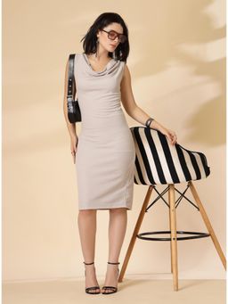 KASSUALLY - Cowl Neck Sheath Midi Dress