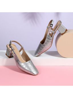 Mochi - Womens Silver Block Heels