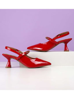 Mochi - Womens Red Formal Spool Heels