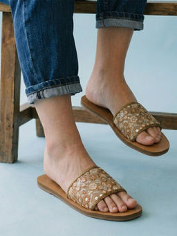 Mochi - Women Gold Party Flats