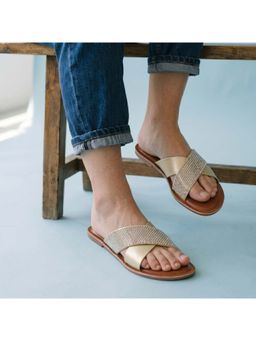 Mochi - Women Gold Party Flats