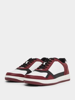 Styli - Men White Trendy Colorblock Lace Up Sneakers
