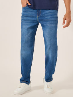 Styli - Men Regular Fit Mid Wash Jeans Blue