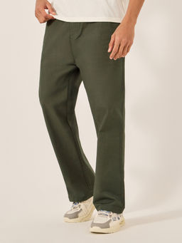 Styli - Men Oversize Open Hem Ripstop Pants Olive