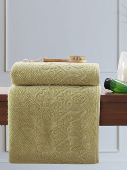 Maspar - Colorart Windsor 550 GSM Cotton Self Jacquard Silk Green Bath Towel