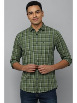 Allen Solly - Men Olive Slim Fit Check Full Sleeves Casual Shirt