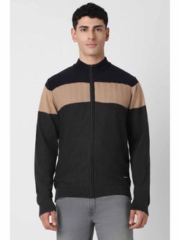 Van Heusen - Men Multi-Color Colorblock High Neck Sweater