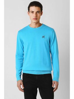 Van Heusen - Men Blue Solid Crew Neck Sweater