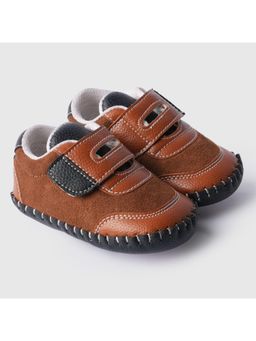 toothless - Boys Brown Textured Leather Cushioned Comfort Booties