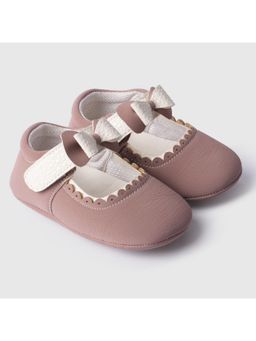 toothless - Girls Mauve with Bow Detail Soft Sole Booties