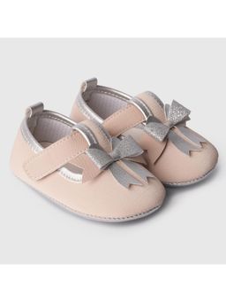 toothless - Girls Bow Detail Infant Beige Booties