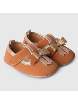 toothless - Girls Bow Detail Infant Tan Booties