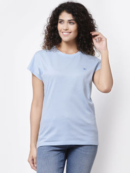 Mode by Red Tape - Women Ice Blue Round Neck T-shirt