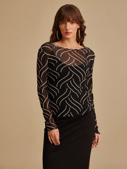 Kazo - Black Kenny Printed Top
