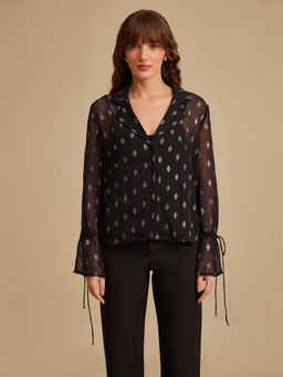 Kazo - Black Jemma Printed Top