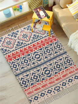 Urban Space - Printed Anti Skid Cotton Area Rug-Dhurrie-Floor Carpet with Tassels -CPRugs_009