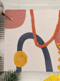 Urban Space - Textured Anti Skid Cotton Area Rug-Dhurrie-Floor Carpet with Tassels -TufRugs_002