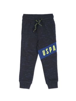 U.S. POLO ASSN. - Boys Navy Drawstring Waist Heathered Joggers