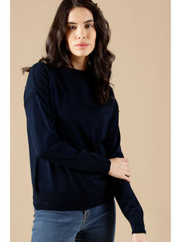 Gipsy - Navy Blue Regular Fit Acrylic Sweaters