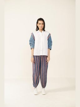 Muvazo - White Modern Striped Shirt