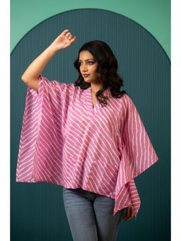 POMCHA - Sukoon Pink Wave Cotton Kaftan Top
