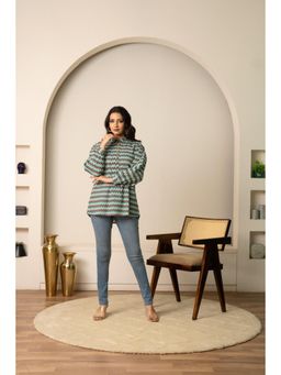 POMCHA - Sukoon Retro Zigzag Cotton Tunic Top