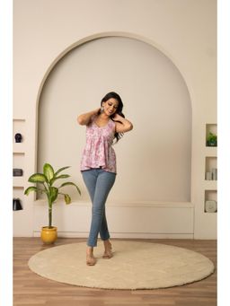 POMCHA - Sukoon Pastel Floral Halter Neck Hand Block Cotton Top