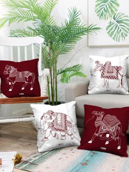 Indigifts - Warli Art Ethnic Animal Pattern Diwali Decoration for Home Print Cushions- ,Home Décor